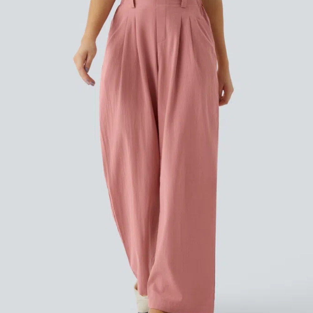 HALARA Wide-Leg High-Waist Trousers in Dusty Rose